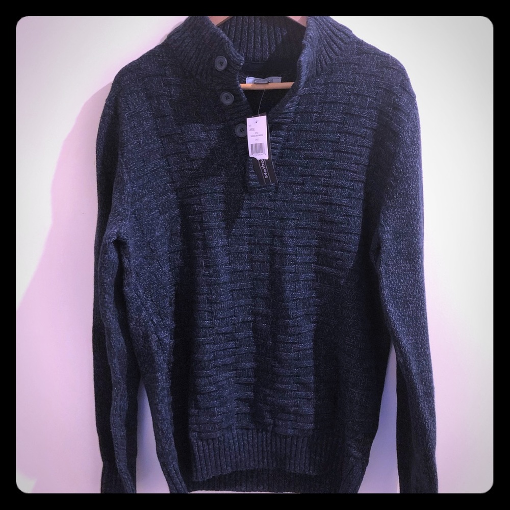 Method Men’s Cable-knit V-neck Blue/Gray sweater